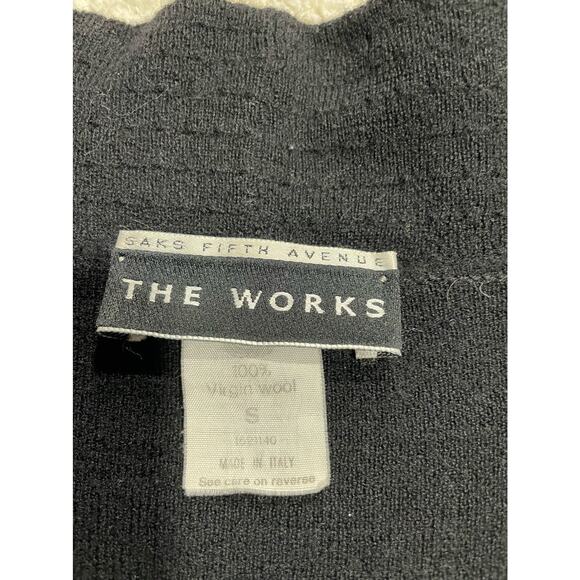VTG The Works Saks Fifth Avenue 100% Wool Women's Sz S Open-Front Cardigan Black - Picture 11 of 13
